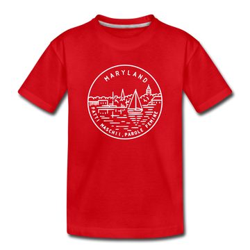 Maryland Youth T-Shirt - State Design Youth Maryland Tee - red