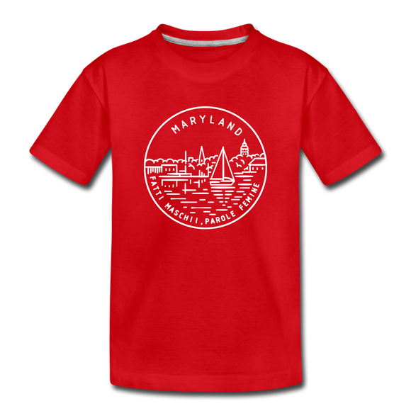 Maryland Youth T-Shirt - State Design Youth Maryland Tee - red