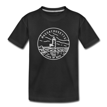 Massachusetts Youth T-Shirt - State Design Youth Massachusetts Tee - black