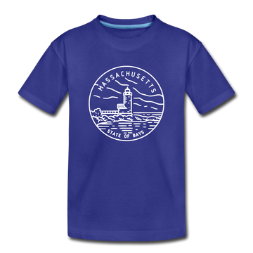 Massachusetts Youth T-Shirt - State Design Youth Massachusetts Tee - royal blue