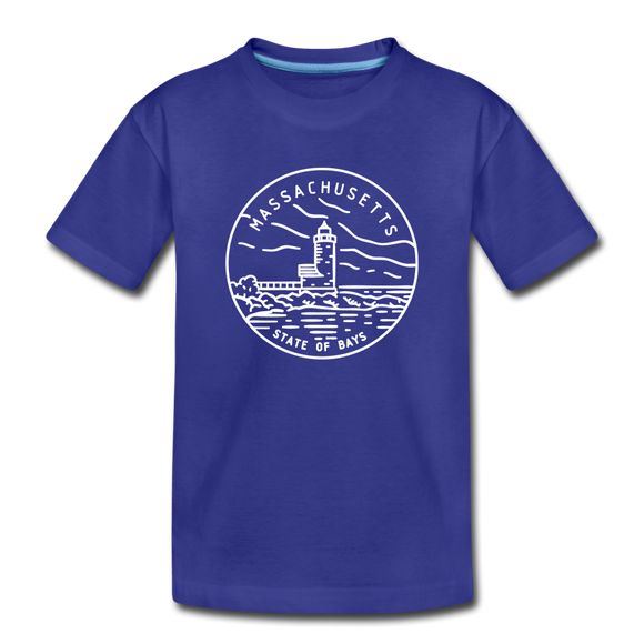 Massachusetts Youth T-Shirt - State Design Youth Massachusetts Tee - royal blue