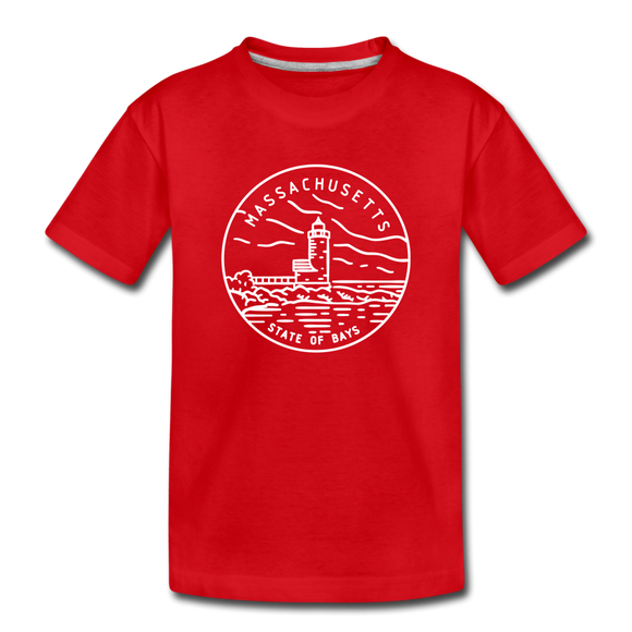 Massachusetts Youth T-Shirt - State Design Youth Massachusetts Tee - red