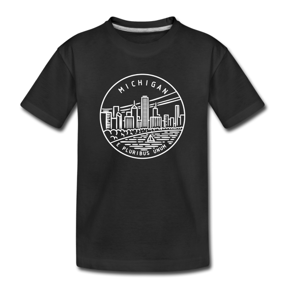Michigan Youth T-Shirt - State Design Youth Michigan Tee - black