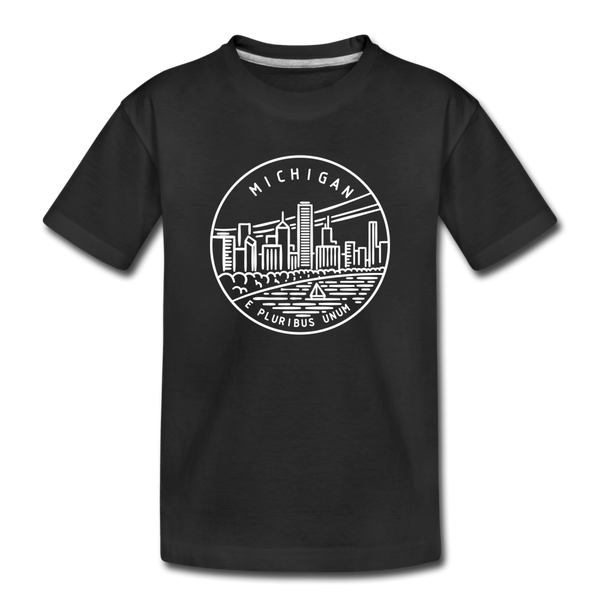 Michigan Youth T-Shirt - State Design Youth Michigan Tee - black