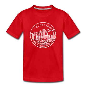 Michigan Youth T-Shirt - State Design Youth Michigan Tee - red