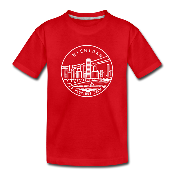Michigan Youth T-Shirt - State Design Youth Michigan Tee - red