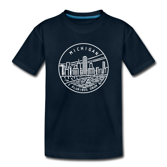 Michigan Youth T-Shirt - State Design Youth Michigan Tee - deep navy