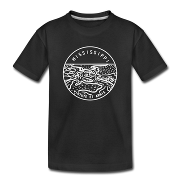 Mississippi Youth T-Shirt - State Design Youth Mississippi Tee - black