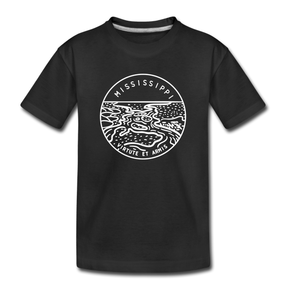 Mississippi Youth T-Shirt - State Design Youth Mississippi Tee - black
