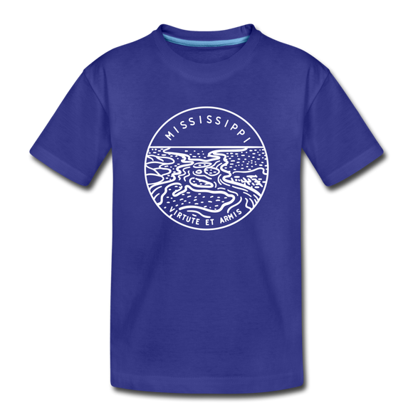 Mississippi Youth T-Shirt - State Design Youth Mississippi Tee - royal blue