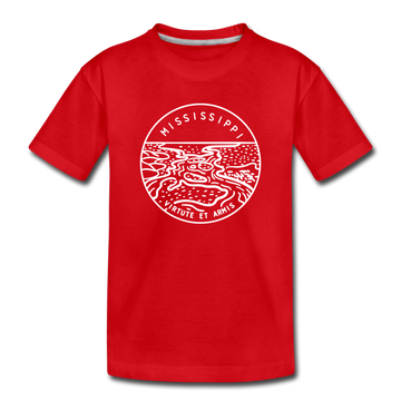 Mississippi Youth T-Shirt - State Design Youth Mississippi Tee - red