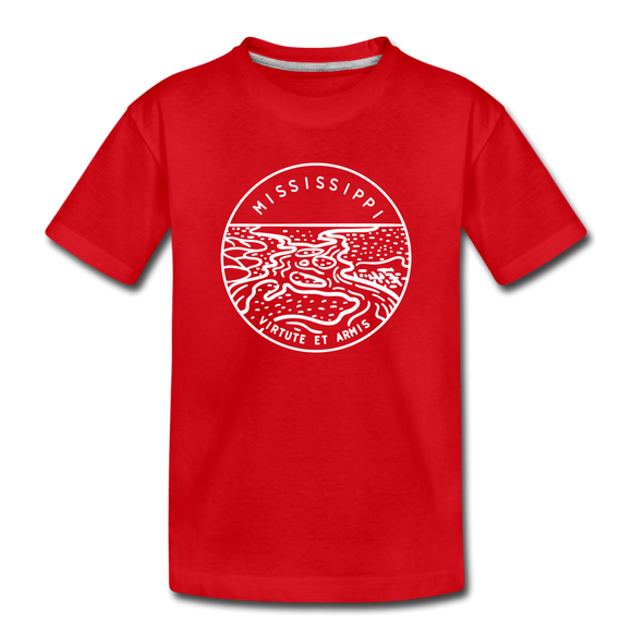Mississippi Youth T-Shirt - State Design Youth Mississippi Tee - red