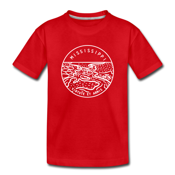 Mississippi Youth T-Shirt - State Design Youth Mississippi Tee - red