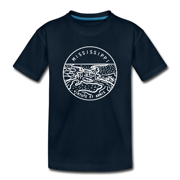 Mississippi Youth T-Shirt - State Design Youth Mississippi Tee - deep navy