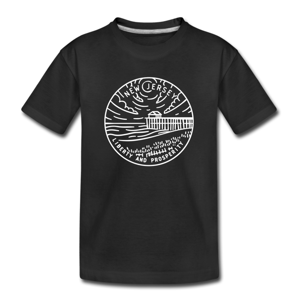 New Jersey Youth T-Shirt - State Design Youth New Jersey Tee - black