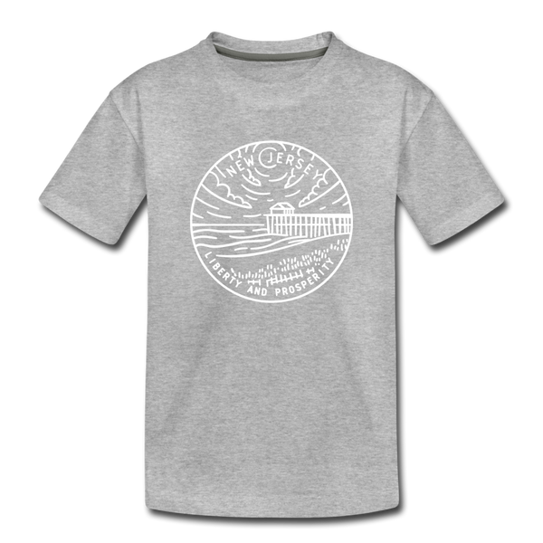 New Jersey Youth T-Shirt - State Design Youth New Jersey Tee - heather gray