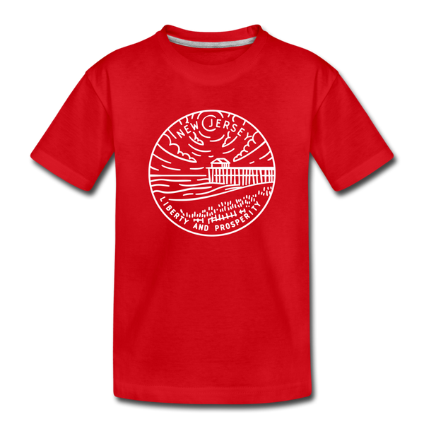 New Jersey Youth T-Shirt - State Design Youth New Jersey Tee - red