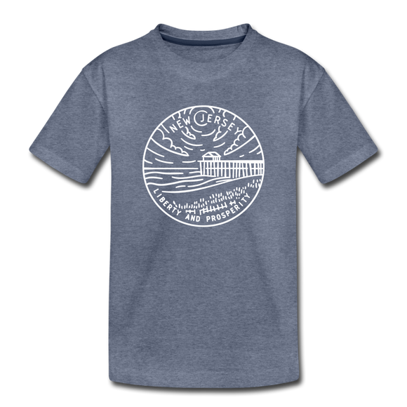 New Jersey Youth T-Shirt - State Design Youth New Jersey Tee - heather blue