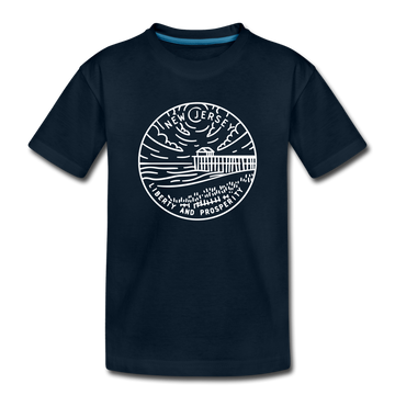 New Jersey Youth T-Shirt - State Design Youth New Jersey Tee - deep navy