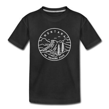 Montana Youth T-Shirt - State Design Youth Montana Tee - black