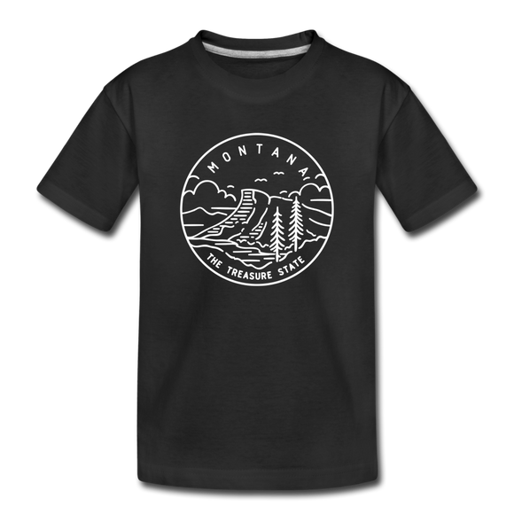 Montana Youth T-Shirt - State Design Youth Montana Tee - black