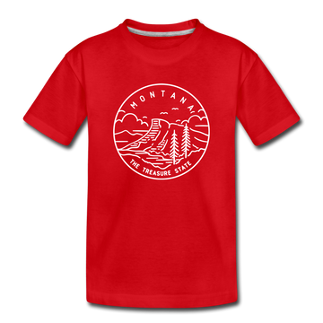 Montana Youth T-Shirt - State Design Youth Montana Tee - red
