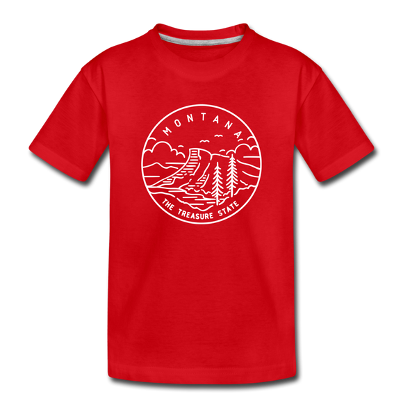 Montana Youth T-Shirt - State Design Youth Montana Tee - red