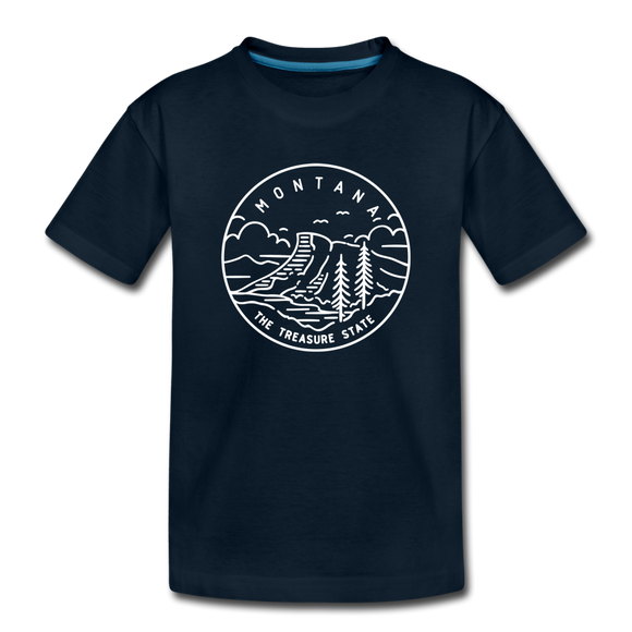 Montana Youth T-Shirt - State Design Youth Montana Tee - deep navy