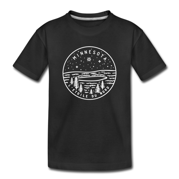Minnesota Youth T-Shirt - State Design Youth Minnesota Tee - black