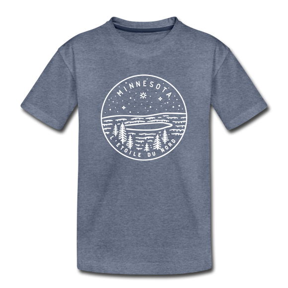 Minnesota Youth T-Shirt - State Design Youth Minnesota Tee - heather blue