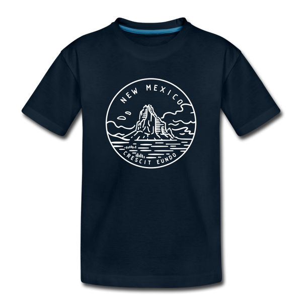 New Mexico Youth T-Shirt - State Design Youth New Mexico Tee - deep navy