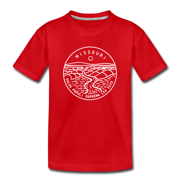 Missouri Youth T-Shirt - State Design Youth Missouri Tee - red
