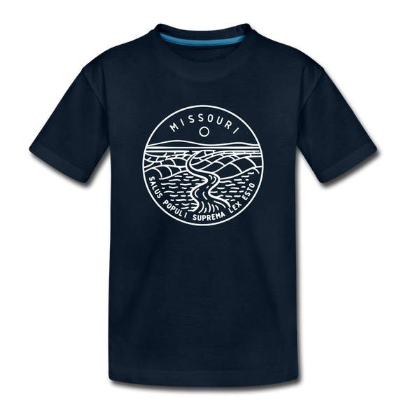 Missouri Youth T-Shirt - State Design Youth Missouri Tee - deep navy
