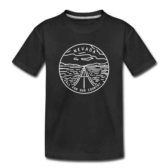 Nevada Youth T-Shirt - State Design Youth Nevada Tee - black
