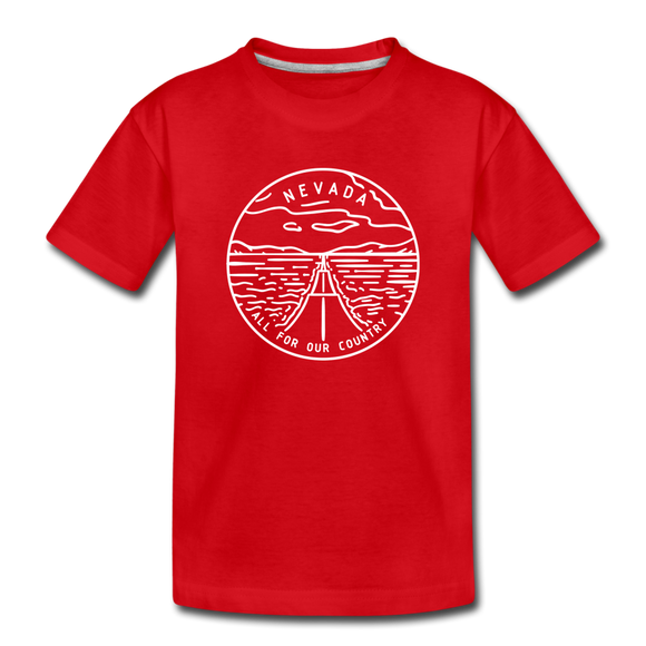 Nevada Youth T-Shirt - State Design Youth Nevada Tee - red