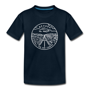 Nevada Youth T-Shirt - State Design Youth Nevada Tee - deep navy