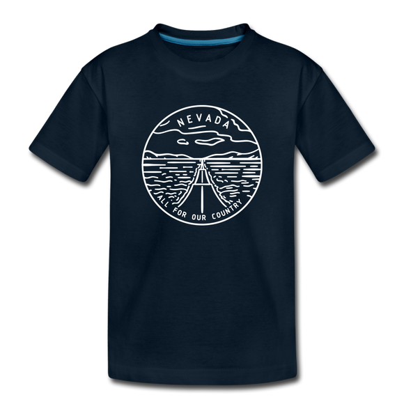 Nevada Youth T-Shirt - State Design Youth Nevada Tee - deep navy
