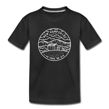 New Hampshire Youth T-Shirt - State Design Youth New Hampshire Tee - black
