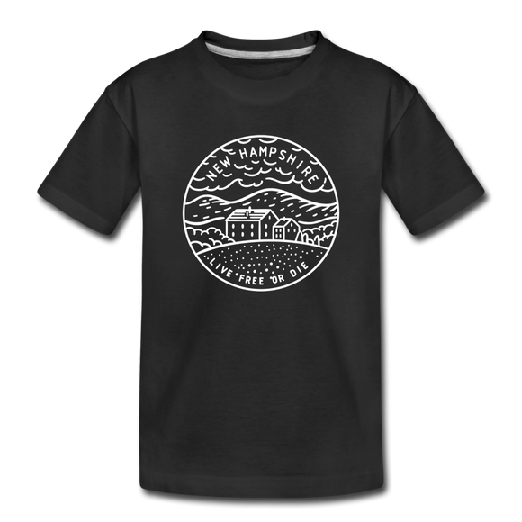 New Hampshire Youth T-Shirt - State Design Youth New Hampshire Tee - black