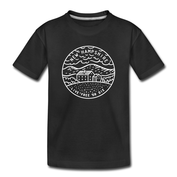 New Hampshire Youth T-Shirt - State Design Youth New Hampshire Tee - black