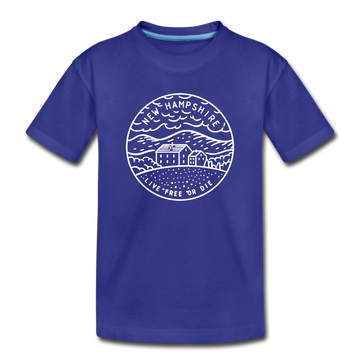 New Hampshire Youth T-Shirt - State Design Youth New Hampshire Tee - royal blue