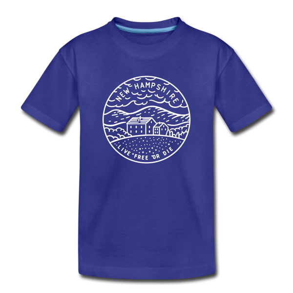 New Hampshire Youth T-Shirt - State Design Youth New Hampshire Tee - royal blue