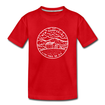 New Hampshire Youth T-Shirt - State Design Youth New Hampshire Tee - red