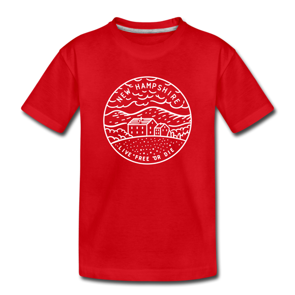 New Hampshire Youth T-Shirt - State Design Youth New Hampshire Tee - red