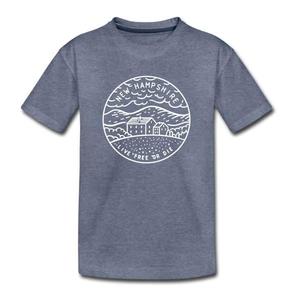 New Hampshire Youth T-Shirt - State Design Youth New Hampshire Tee - heather blue