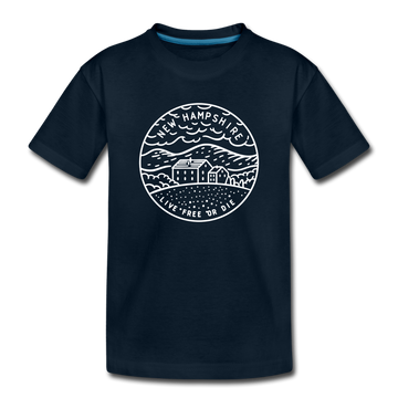 New Hampshire Youth T-Shirt - State Design Youth New Hampshire Tee - deep navy