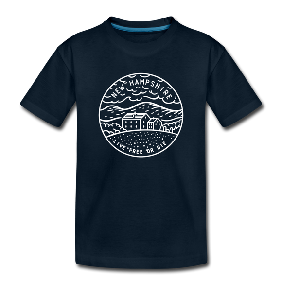 New Hampshire Youth T-Shirt - State Design Youth New Hampshire Tee - deep navy