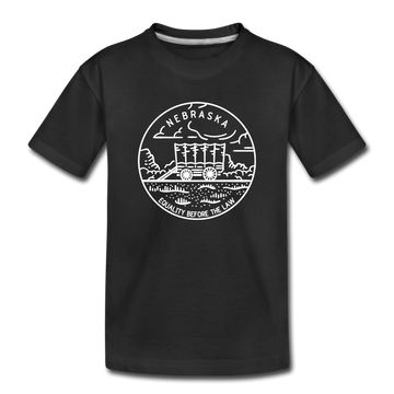 Nebraska Youth T-Shirt - State Design Youth Nebraska Tee - black