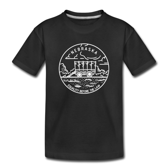 Nebraska Youth T-Shirt - State Design Youth Nebraska Tee - black