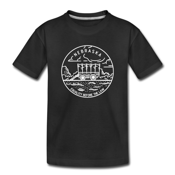 Nebraska Youth T-Shirt - State Design Youth Nebraska Tee - black